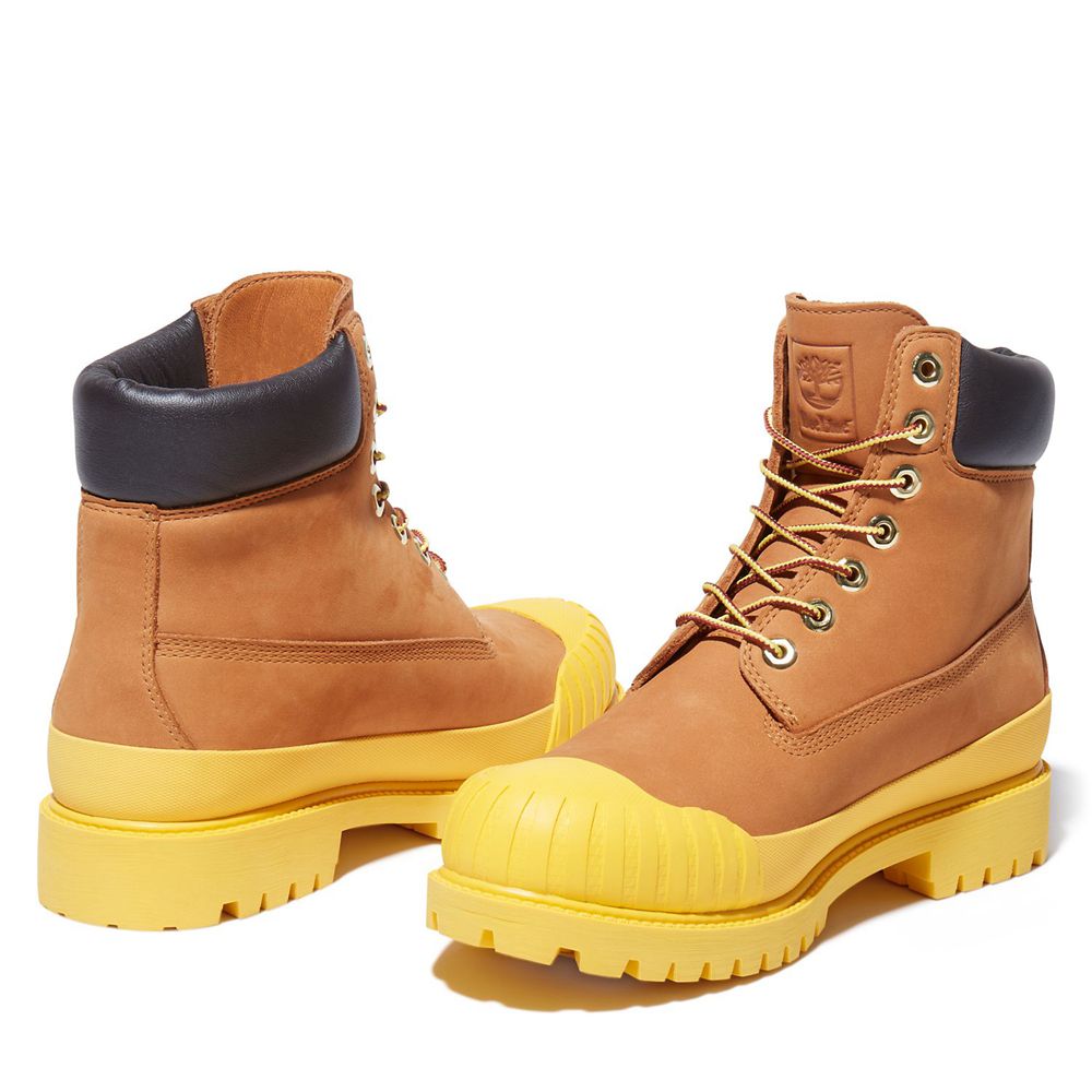 Timberland 6-Inch Μποτακια Ανδρικα Καφε/Κίτρινα - Bee Line X Waterproof Rubber Toe - Greece 4978523-